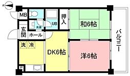 グリーンヒルズコガネイ 2DKの間取図画像