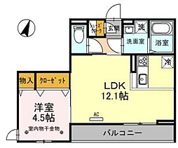 ロイヤルガーデンコート武蔵浦和 1LDKの間取図画像