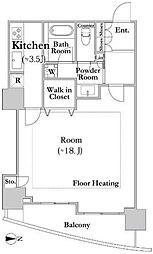 河田町ガーデン クラブフロア 31階1Kの間取り