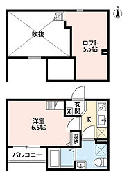 JR片町線(学研都市線) 徳庵駅 徒歩16分の賃貸アパート 2階1Kの間取り