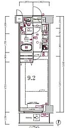 XEBEC池上III 5階1Kの間取り