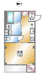 ビューノ亀有 2階1Kの間取り
