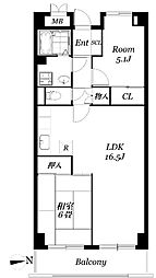 パークエイト戸田 4階2LDKの間取り
