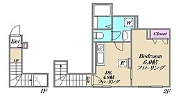 Kステージ 2階1DKの間取り