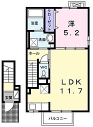 カーサプルーノA 1LDKの間取図画像