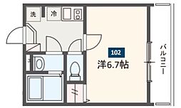 MELDIA京成船橋 1階1Kの間取り