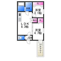 ImaisonRhodon 2LDKの間取図画像