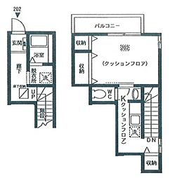 トレス長崎 2階1Kの間取り