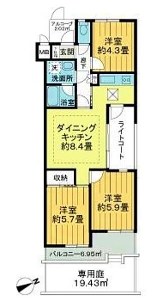 ライオンズマンション調布台 124｜東京都調布市下石原３丁目(賃貸マンション3DK・1階・61.20㎡)の写真 その2