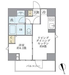 ラぺルラ四谷 4階1LDKの間取り