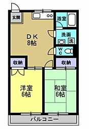 メゾン川瀬 2DKの間取図画像