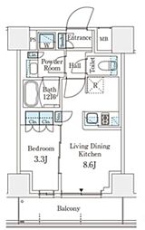 横浜市営地下鉄ブルーライン 阪東橋駅 徒歩6分の賃貸マンション 5階1LDKの間取り