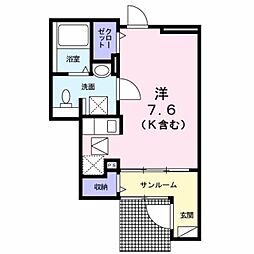 ラフィネ2堀之内 ワンルームの間取図画像