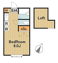 京王相模原線 南大沢駅 徒歩12分の賃貸アパート 2階1Kの間取り