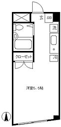 サンスクエア 3階ワンルームの間取り