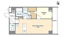 OrchidResidence銀座東 1LDKの間取図画像