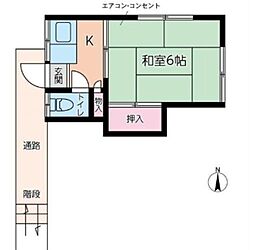 木呂場荘 1Kの間取図画像