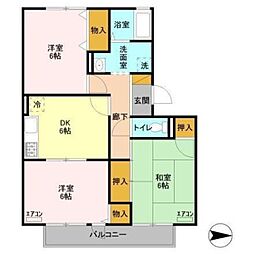 フレマリール鎌ヶ谷 C 2階3DKの間取り