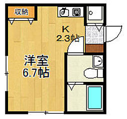 ミラクレスト戸塚 ワンルームの間取図画像