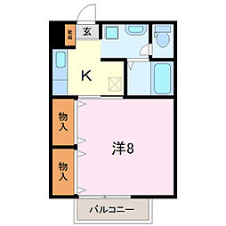 サングレース 1Kの間取図画像