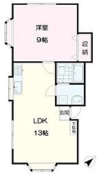 コーポコバヤシ第5 2階1LDKの間取り