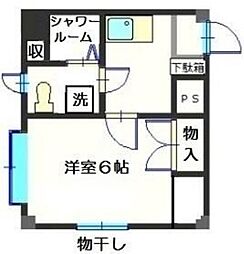 パレス相模大野（上鶴間本町4） 2階1Kの間取り