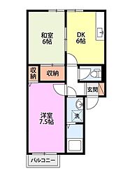 ハイカムール青山 2DKの間取図画像