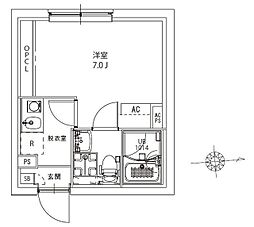 AXIA M-City浮間公園 1Kの間取図画像