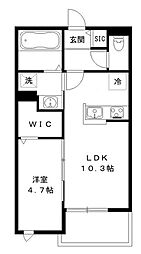 den douce 3階1LDKの間取り