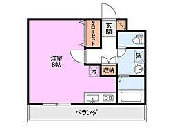 ピュアみやび三番館 ワンルームの間取図画像