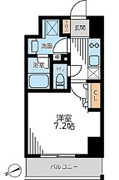 ザ・パーククロス門前仲町 7階1Kの間取り