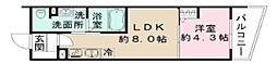Jブラン西新井 1階1LDKの間取り