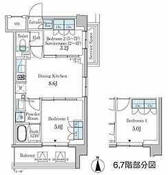 PARKAXIS蒲田 1SLDKの間取図画像