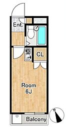 煉瓦館3 ワンルームの間取図画像