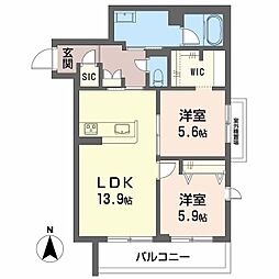 メゾン エディアン 新金岡 2LDKの間取図画像