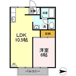 エステート・ニューミー 2階1LDKの間取り