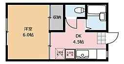 陽林館 2階1Kの間取り