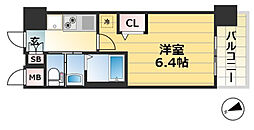 エステムコート神戸ハーバーランド前VIIレーベル 13階1Kの間取り