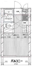 ドームクレール ワンルームの間取図画像