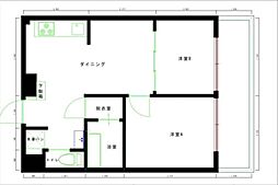 パラスト明大前 7階2Kの間取り