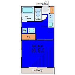 JR山手線 目黒駅 徒歩7分の賃貸マンション 2階1Kの間取り