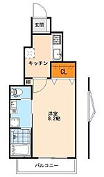 フォルネット 1階1Kの間取り