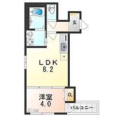 MANARIO 1LDKの間取図画像