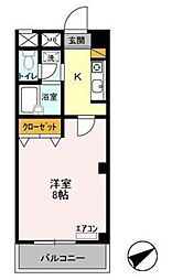 メゾンフローラ市川 2階1Kの間取り