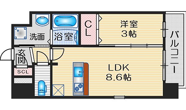 エスリード江坂アンムート ｜大阪府吹田市南金田２丁目(賃貸マンション1LDK・6階・31.05㎡)の写真 その2