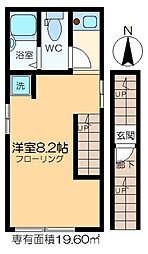 ロータスガーデン毛利 3階ワンルームの間取り