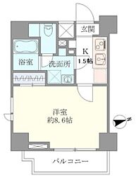 マインズ・コム白金 6階1Kの間取り