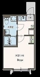 Agrande Tsuruse 1階1Kの間取り