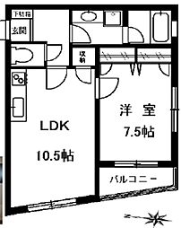 東急東横線 都立大学駅 徒歩3分の賃貸マンション 1階1LDKの間取り