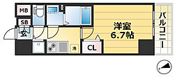 プレサンスKOBEシフォン 10階1Kの間取り